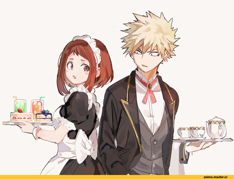 Bakugou Katsuki, Boku no Hero Academia, Uraraka Ochako, Maid, joman, Anime