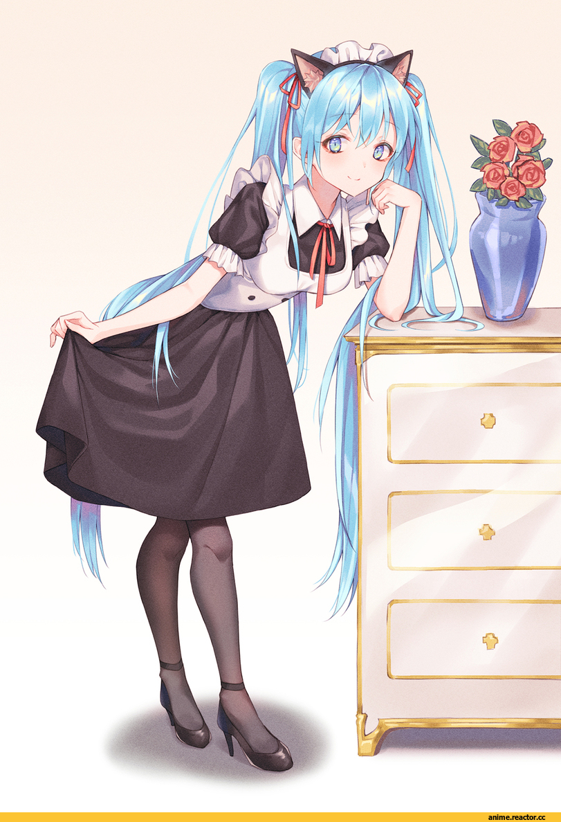 Vocaloid, Hatsune Miku, cha chya, neko, Animal Ears, Maid, Anime