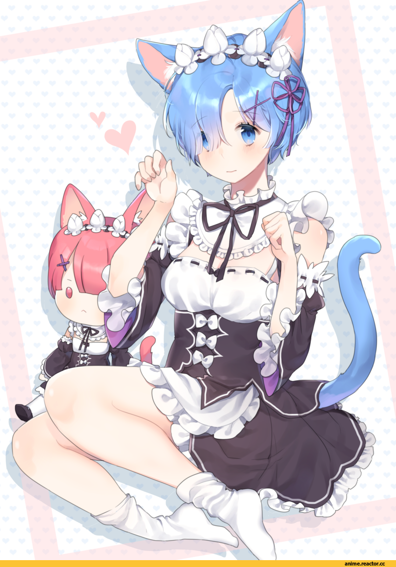 Re Zero Kara Hajimeru Isekai Seikatsu, Rem (re zero), Ram (Re Zero), nekomimi, Animal Ears, moffle (ayabi), Anime