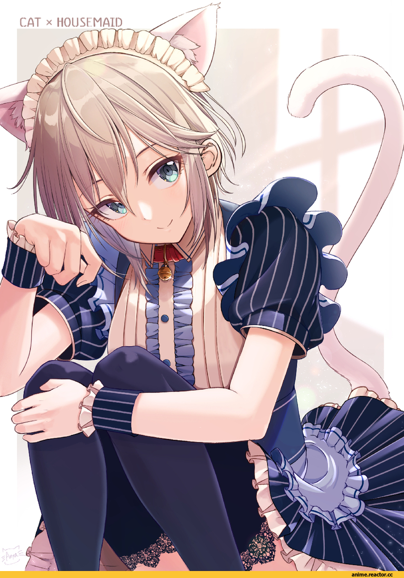 migimaki (migi mawashi), Anime Art, artist, Anastasia (Idolmaster), Idolmaster, nekomimi, Animal Ears, Maid, Anime
