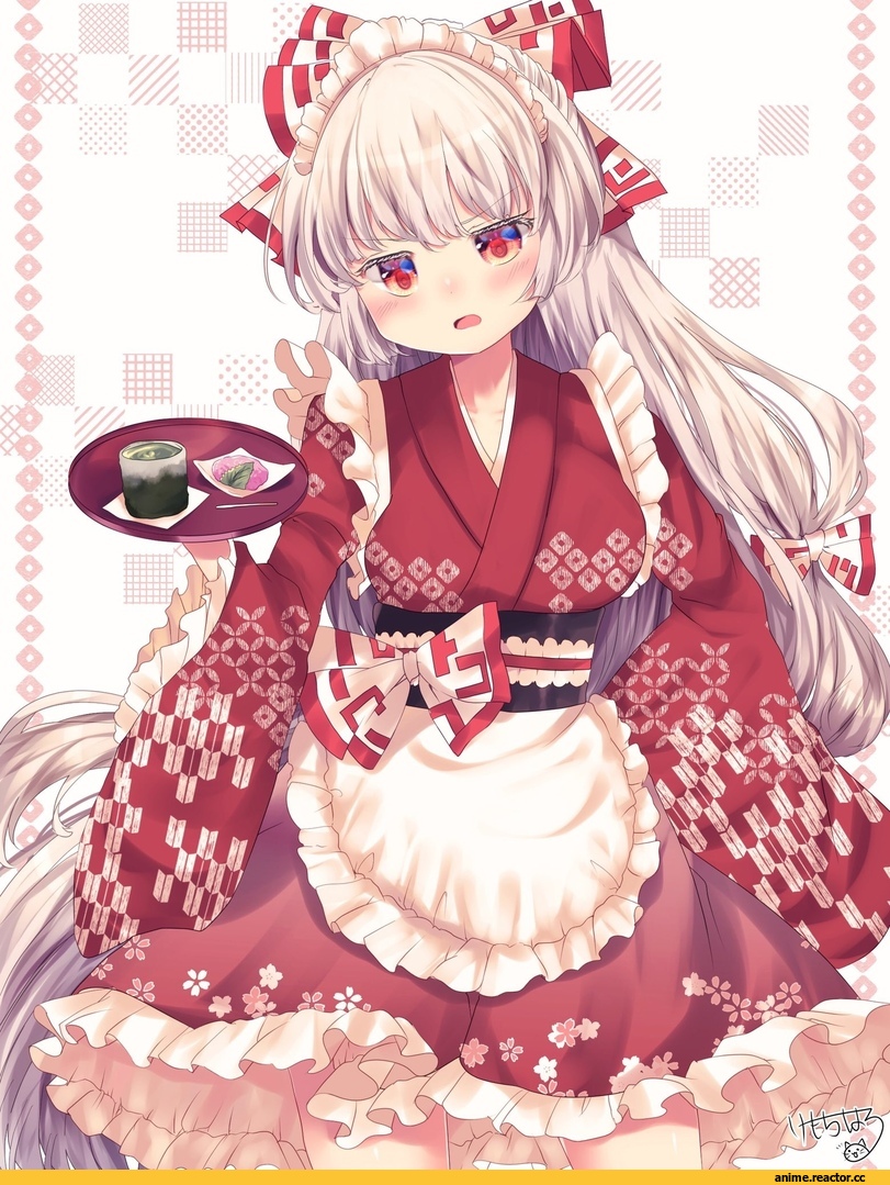 Touhou Project, Fujiwara no Mokou, artist, kemochiharu717, Anime Art, Maid, Anime