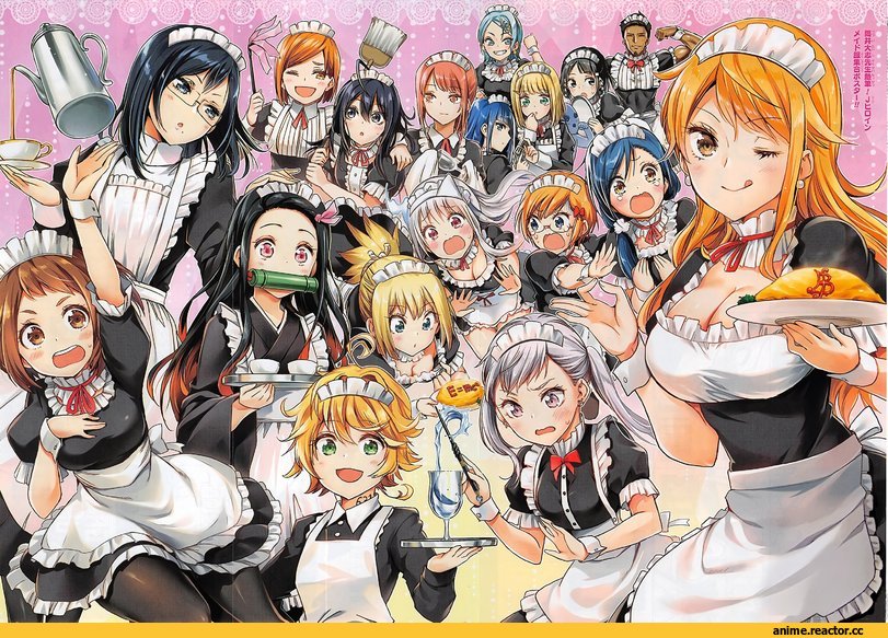 Bokutachi wa benkyou ga dekinai, haikyuu!!, Anime Art, Nami (One Piece), Kamado Nezuko, Black Clover, Uraraka Ochako, Maid, Megane, crossover, Anime, One Piece, Kimetsu no Yaiba, artist, Boku no Hero Academia, The Promised Neverland, Yonagi Kei, ACT-AGE, yuragi-sou no yuuna-san, yunohana yuuna, furuhashi fumino, Noelle Silva, ogata rizu, Kohaku (Dr. Stone), shimizu kiyoko, Dr. Stone, Emma (The Promised Neverland)