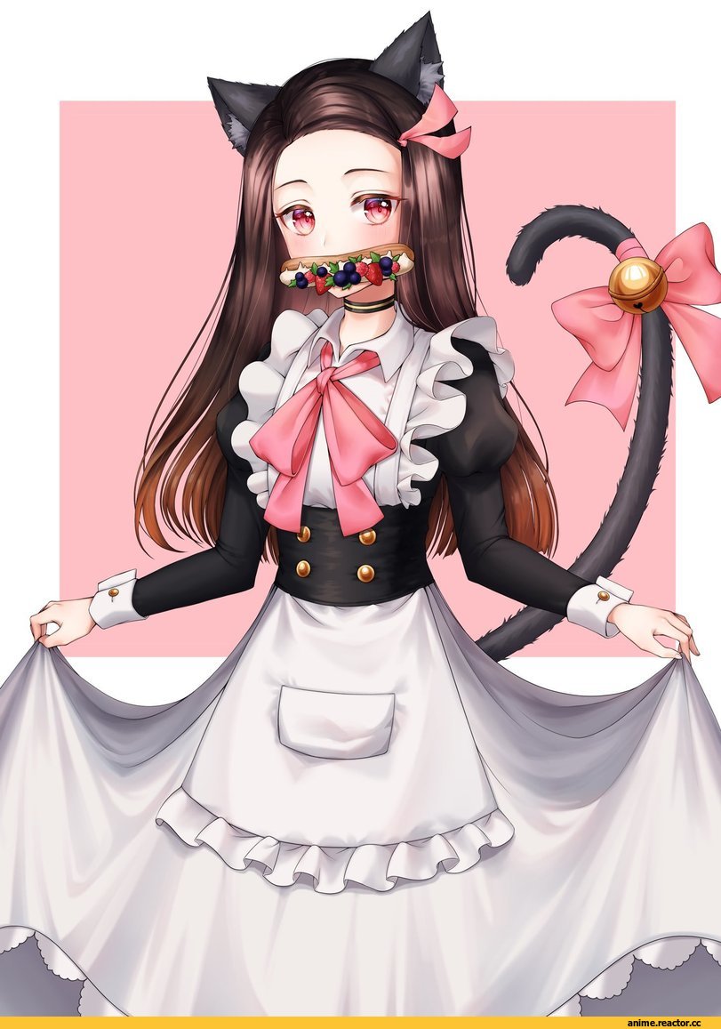Kamado Nezuko, Kimetsu no Yaiba, nekomimi, Animal Ears, Maid, XIHO, Anime