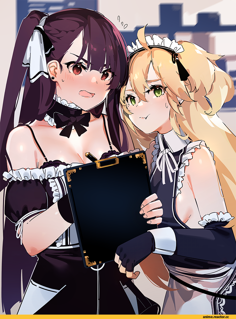 Admiral Hipper (Azur Lane), Azur Lane, WA2000 (Girls Frontline), Girls Frontline, Maid, crossover, mania, Anime