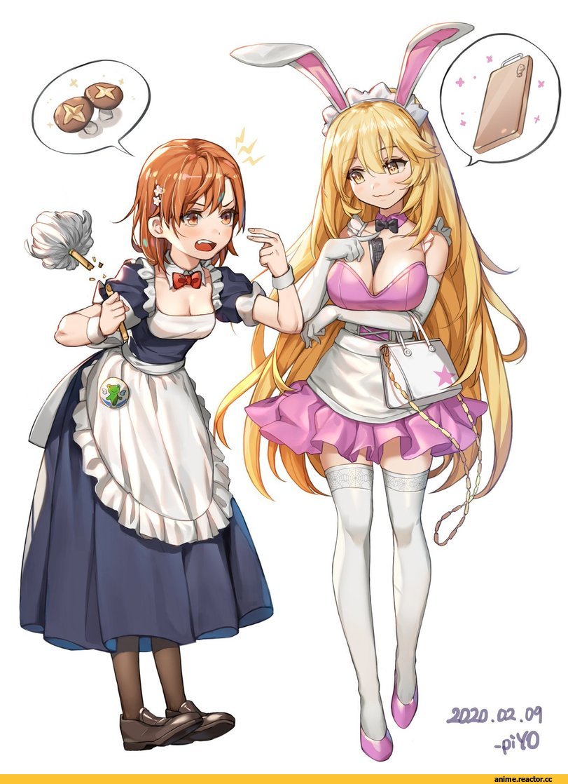 ToAru, Misaka Mikoto, Shokuhou Misaki, piyo (ppotatto), Maid, Usagimimi, Animal Ears, Anime