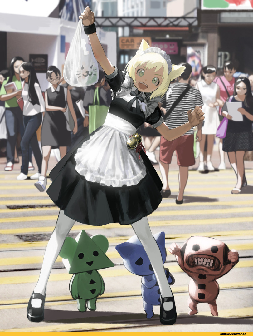 Anime Art, artist, sara manta, neko, Animal Ears, Maid, Anime