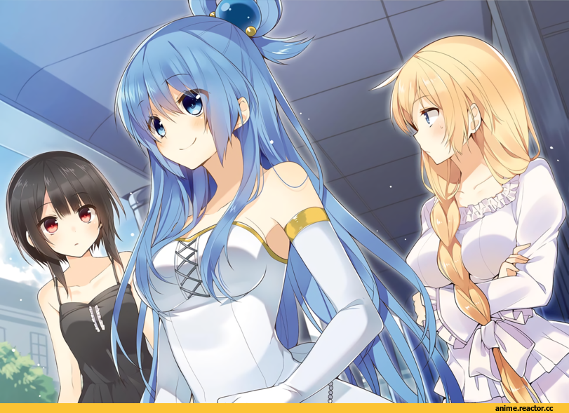 Anime Art, KonoSuba, Megumin, Darkness (KonoSuba), Aqua (KonoSuba), Mishima Kurone, Satou Kazuma, Sena (konosuba), Anime