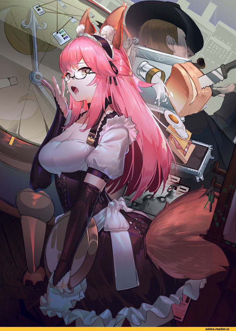 Tamamo no mae (fate), Fate/Extra, Fate (series), Maid, luomo, Anime Art, artist, Megane, Anime