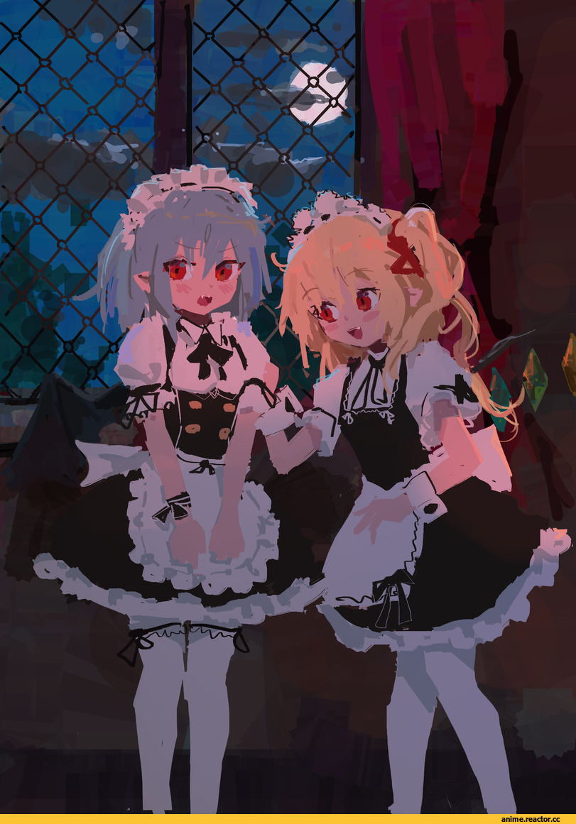Remilia Scarlet, Touhou Project, Flandre Scarlet, reddizen, Maid, Anime Paint, Anime