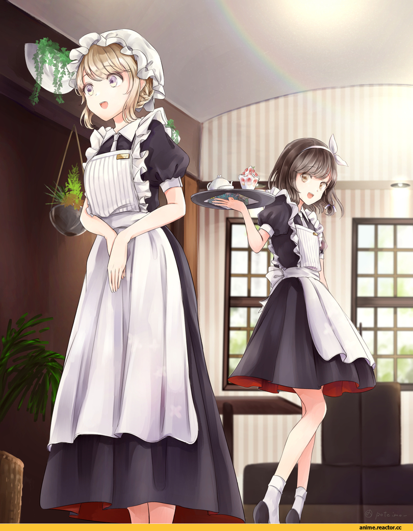 Touhou Project, Maribel Hearn, Usami Renko, poteimo (poteimo622), Maid, Anime