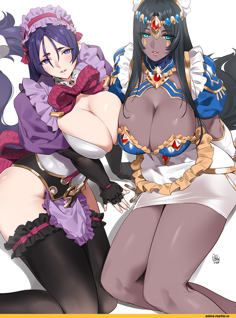 yang-do, Anime Art, artist, minamoto no raikou (fate/grand order), Fate/Grand Order, Fate (series), scheherazade (fate grand/order), Anime Ero, Maid, Anime Ero Kyonyuu, Anime