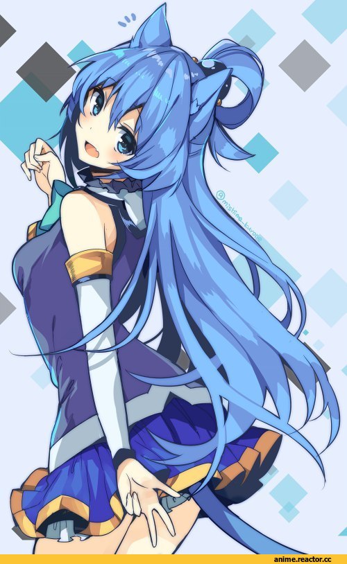 Anime Art, KonoSuba, Aqua (KonoSuba), Animal Ears, Неко, Anime