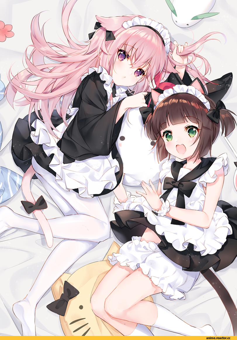 Kisaragi (Azur Lane), Azur Lane, Mutsuki (Azur Lane), nekomimi, Animal Ears, Maid, панталоны, pf, Anime