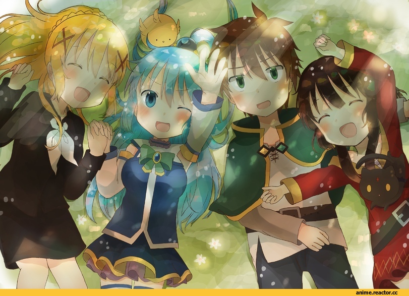 KonoSuba, Megumin, Darkness (KonoSuba), Satou Kazuma, Aqua (KonoSuba), chomusuke, yuno (suke yuno), Anime