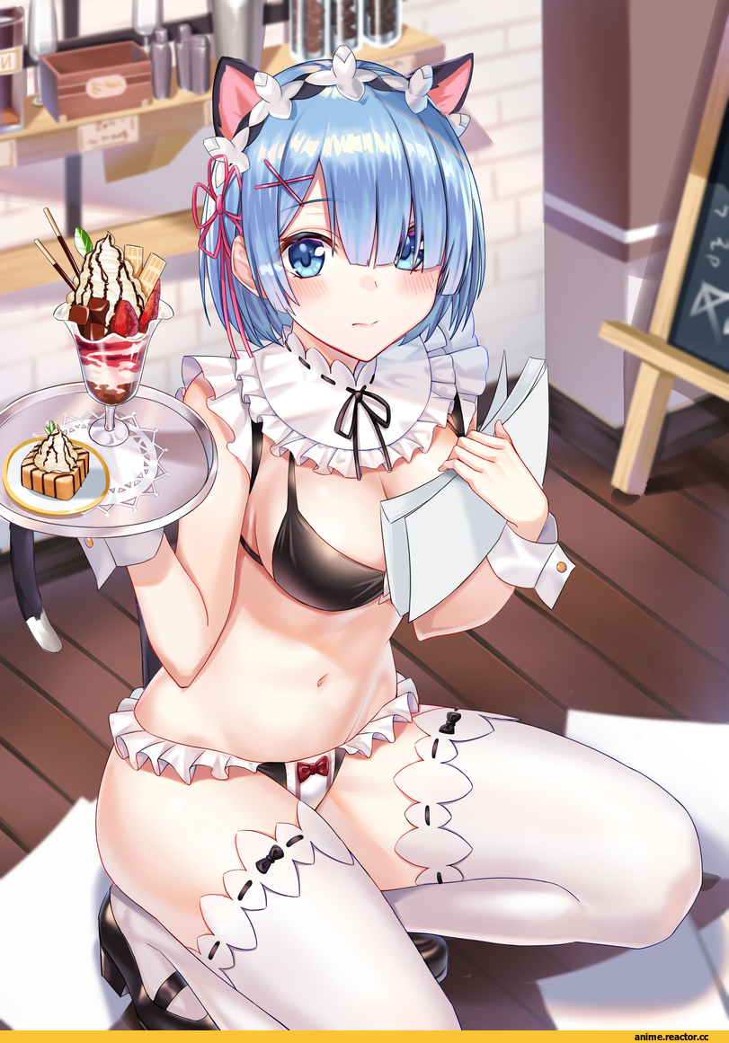 user yjmv4437, Anime Art, artist, Anime Ero Swim, Anime Ero, nekomimi, Animal Ears, Rem (re zero), Re Zero Kara Hajimeru Isekai Seikatsu, Anime