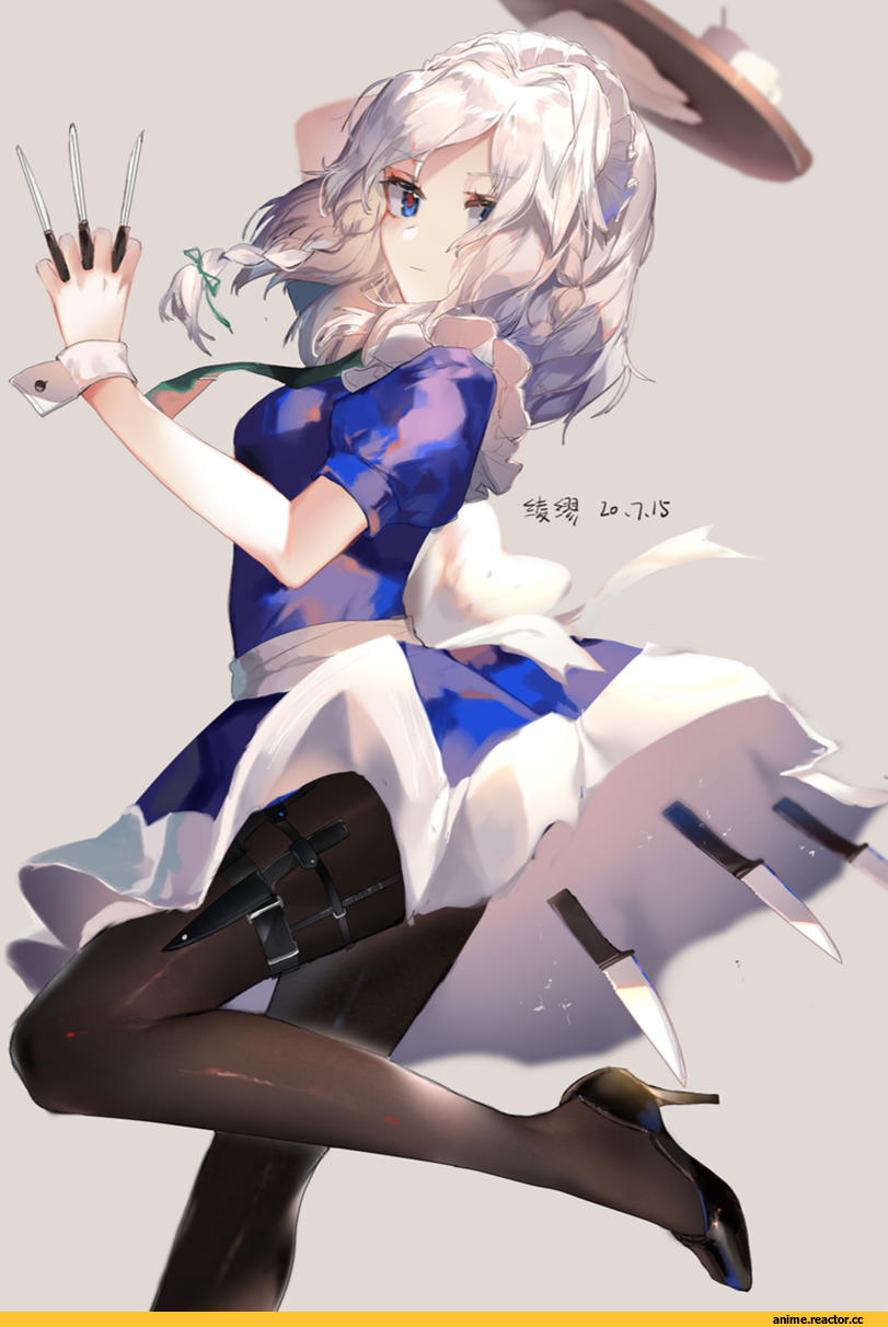 Touhou Project, Izayoi Sakuya, artist, ling mou, Anime Art, Опасные Няшки, Anime Няши, Maid, Anime