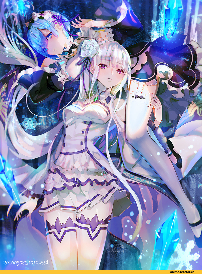 Re Zero Kara Hajimeru Isekai Seikatsu, Rem (re zero), Emilia (re zero), weed (astarone), Anime