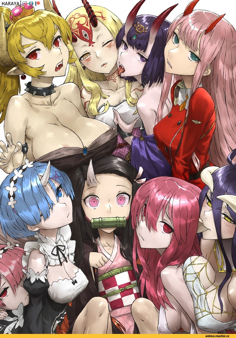 Kimetsu no Yaiba, Albedo, Zero Two (Darling in the Franxx), Shuten Douji (Fate/grand order), Bowsette, Rem (re zero), Ram (Re Zero), Ibaraki Douji (Fate/grand order), crossover, Anime Ero, Anime, Overlord (Anime), Elfen Lied, Super Crown, Игры, Марио, Floor Guardian (Overlord), Re Zero Kara Hajimeru Isekai Seikatsu, Darling In The Franxx, Fate (series), Fate/Grand Order, Nezuko Kamado, Lucy (EL)