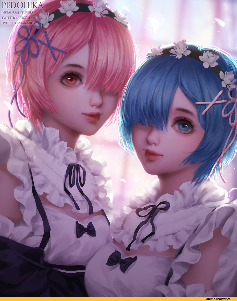 Re Zero Kara Hajimeru Isekai Seikatsu, Ram (Re Zero), Rem (re zero), Akihhika, artist, Anime