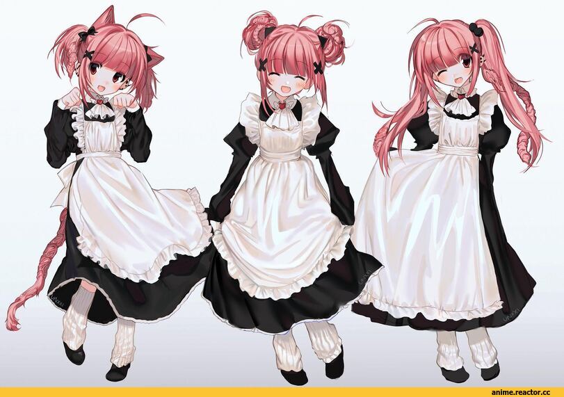 Maid, unxi, AO, veinte, Animal Ears, nekomimi, Anime