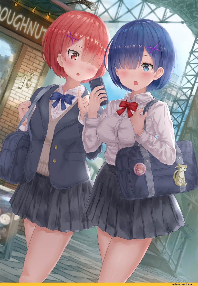 Anime Art, artist, art, Re Zero Kara Hajimeru Isekai Seikatsu, Ram (Re Zero), Rem (re zero), toma (hanon4910), Anime