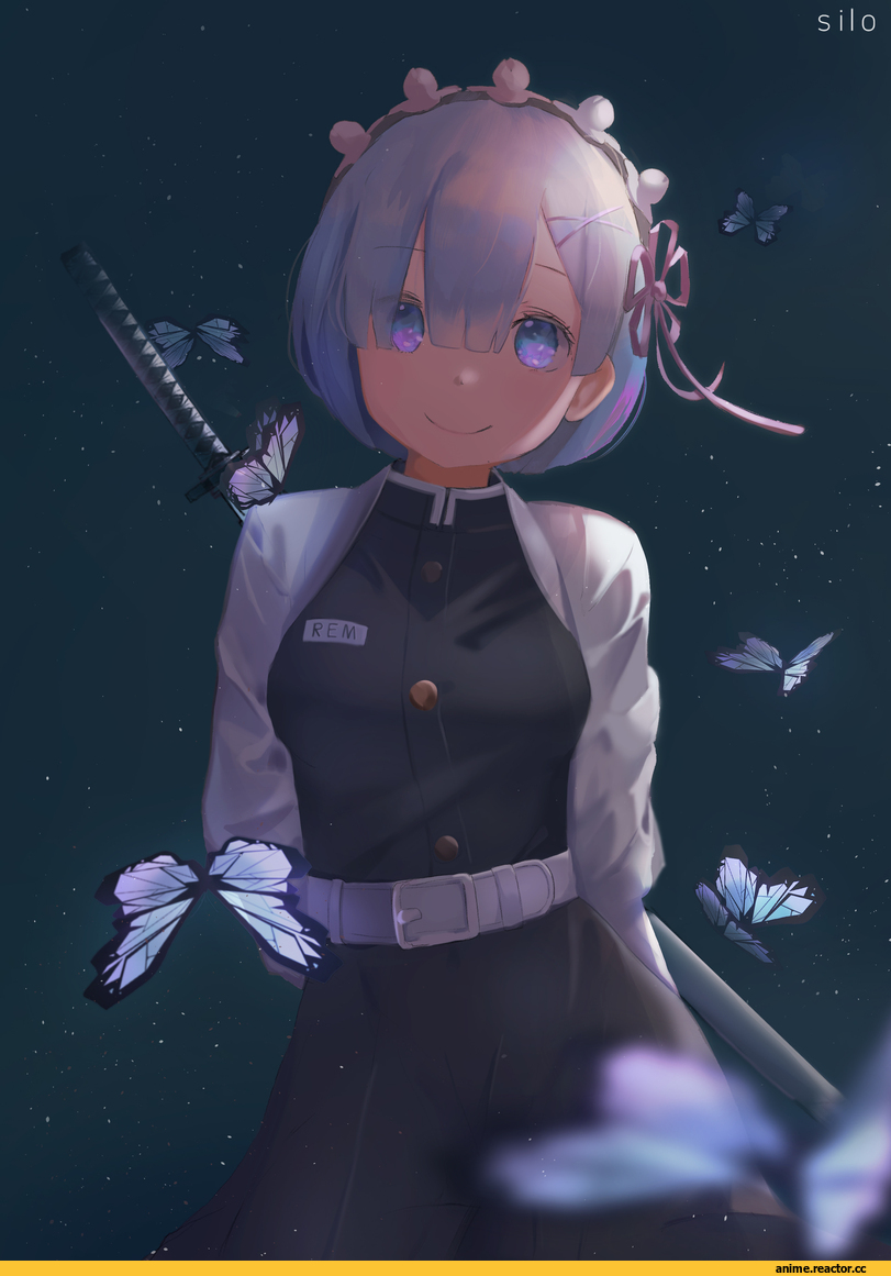 Anime Art, artist, art, Kimetsu no Yaiba, Kochou Shinobu, Re Zero Kara Hajimeru Isekai Seikatsu, Rem (re zero), silo (owo) (artist), Anime