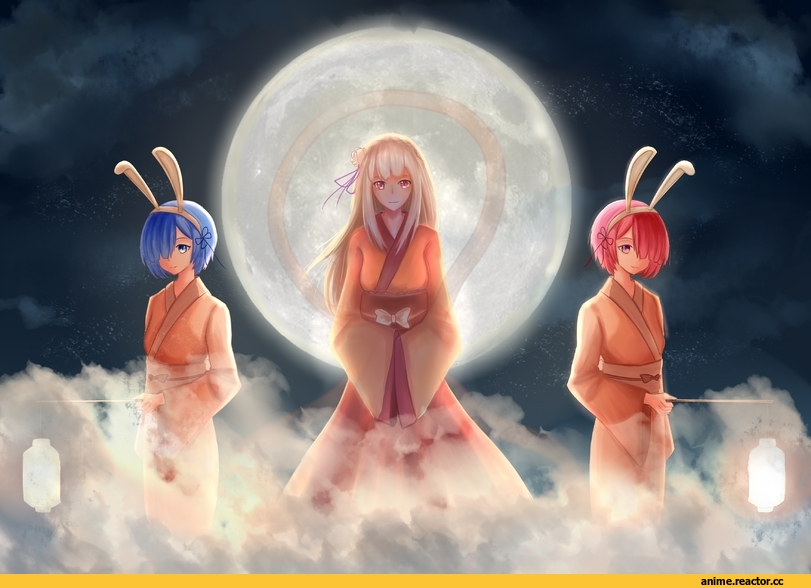 Re Zero Kara Hajimeru Isekai Seikatsu, Emilia (re zero), Rem (re zero), Ram (Re Zero), Animal Ears, Usagimimi, Anime