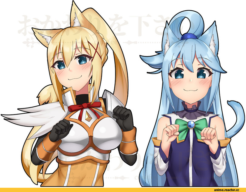 cowfee, Aqua (KonoSuba), KonoSuba, Darkness (KonoSuba), nekomimi, Animal Ears, Anime Art, Anime