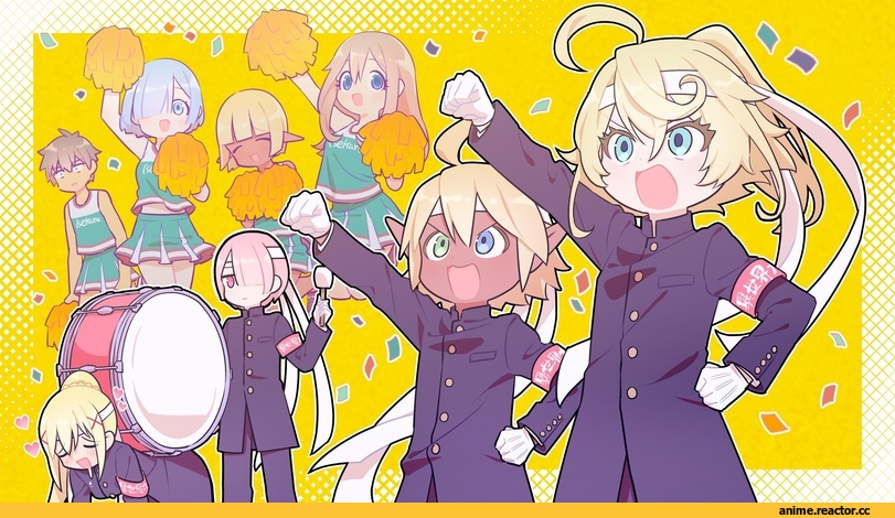 Isekai Quartet, Kazuma Satou, Rem (re zero), Ram (Re Zero), Viktoriya Ivanovna Serebryakov, Tanya Degurechaff, Darkness (KonoSuba), Mare Bello Fiore, Aura Bella Fiora, фэндомы, Anime, Youjo Senki, KonoSuba, Re Zero Kara Hajimeru Isekai Seikatsu, Overlord (Anime), Floor Guardian (Overlord)