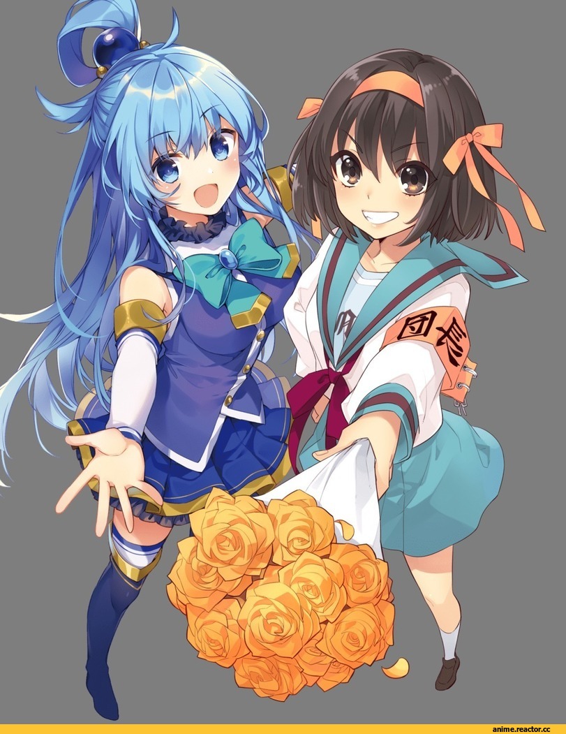 KonoSuba, Меланхолия Харухи Судзумии, Aqua (KonoSuba), Suzumiya Haruhi, crossover, Anime