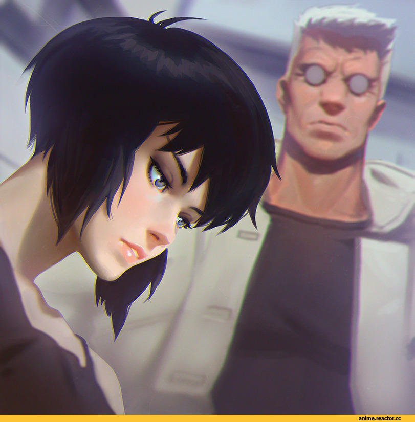 Ghost in the Shell, KR0NPR1NZ, арт барышня, красивые картинки, Kusanagi Motoko, Batou, Anime