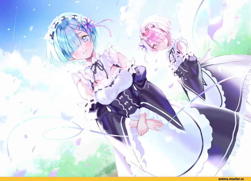 Anime Art, artist, Ram (Re Zero), Re Zero Kara Hajimeru Isekai Seikatsu, Rem (re zero), haruri, Anime