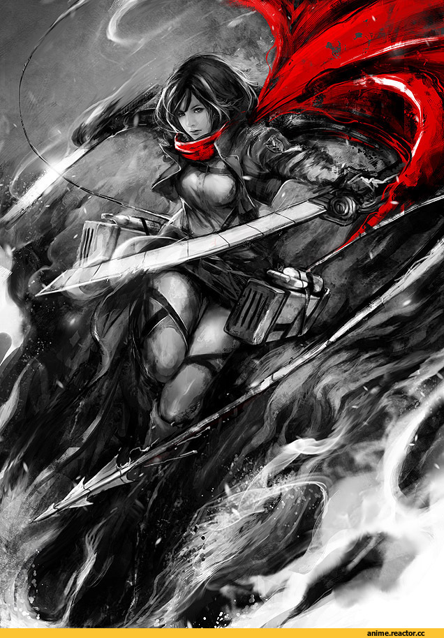 Mikasa Ackerman, Shingeki no Kyojin, арт барышня, красивые картинки, Anime