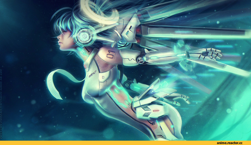 красивые картинки, art, Sci-Fi, Hatsune Miku, Vocaloid, vocaloir, Eddy Shinjuku, artist, Anime