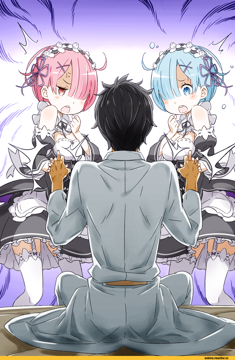 Re Zero Kara Hajimeru Isekai Seikatsu, Ram (Re Zero), Rem (re zero), DdukaE, Natsuki Subaru, под катом еще одна, Anime